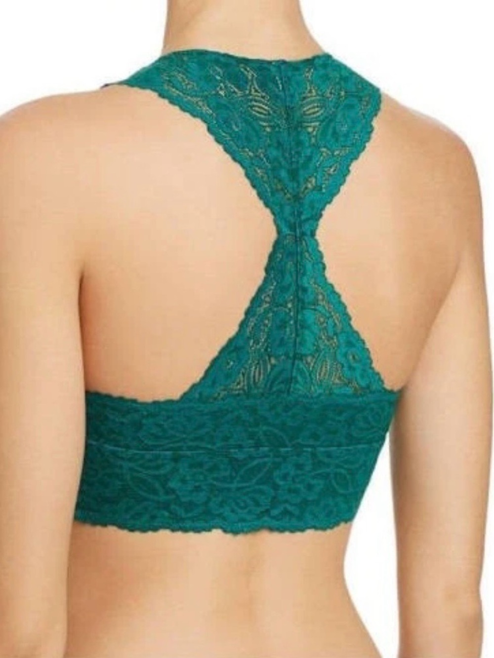 Free People Galloon Lace Racerback Bralette in Green Size M NWOT - Picture 2 of 8
